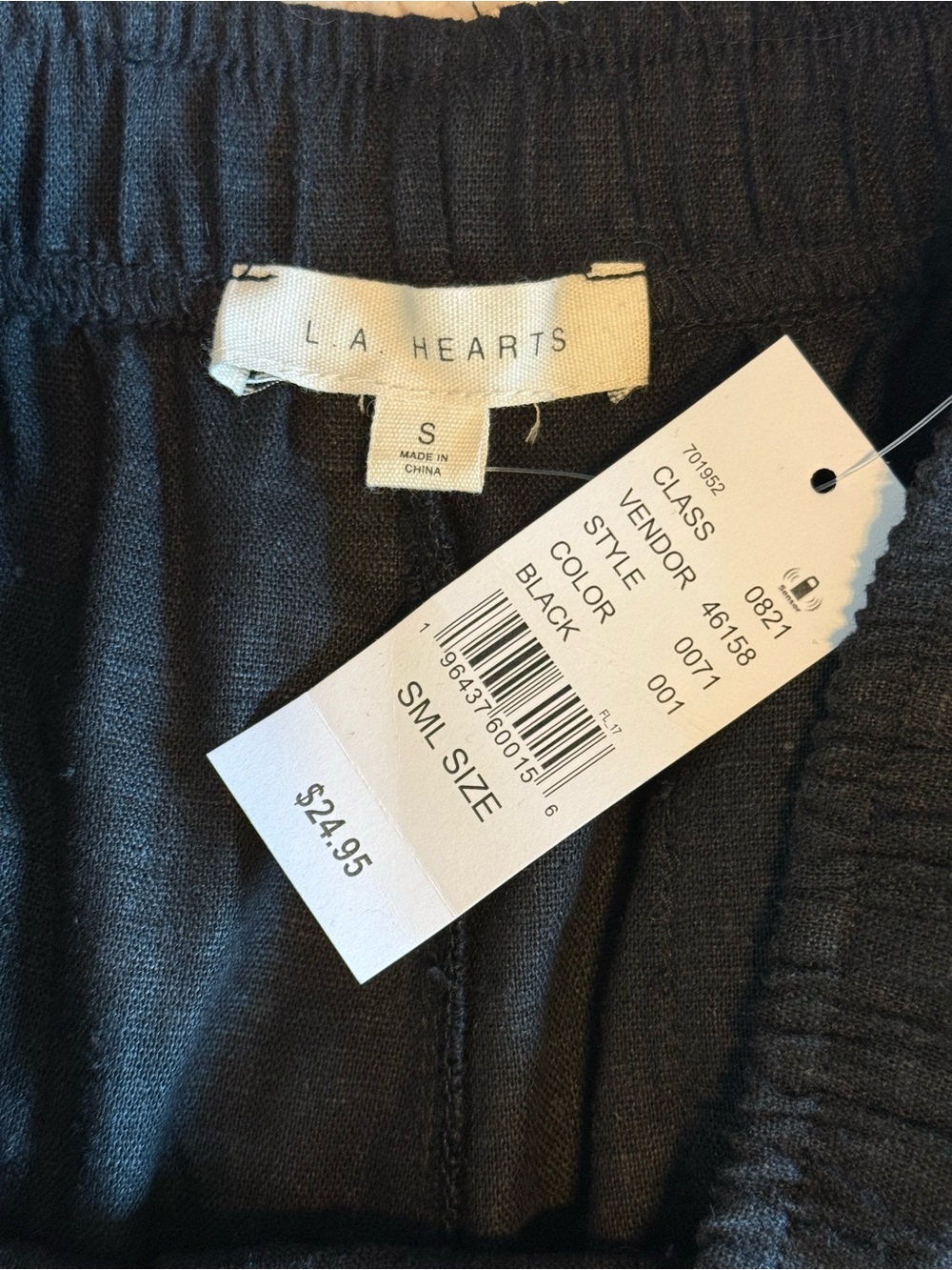 NWT LA Hearts Black Linen Blend Pull-On Shorts w Pockets Size Small - Picture 3 of 8